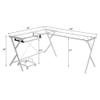 Acme Demas Glass Top L-Shaped Computer Desk with Holder in Clear and White view 3