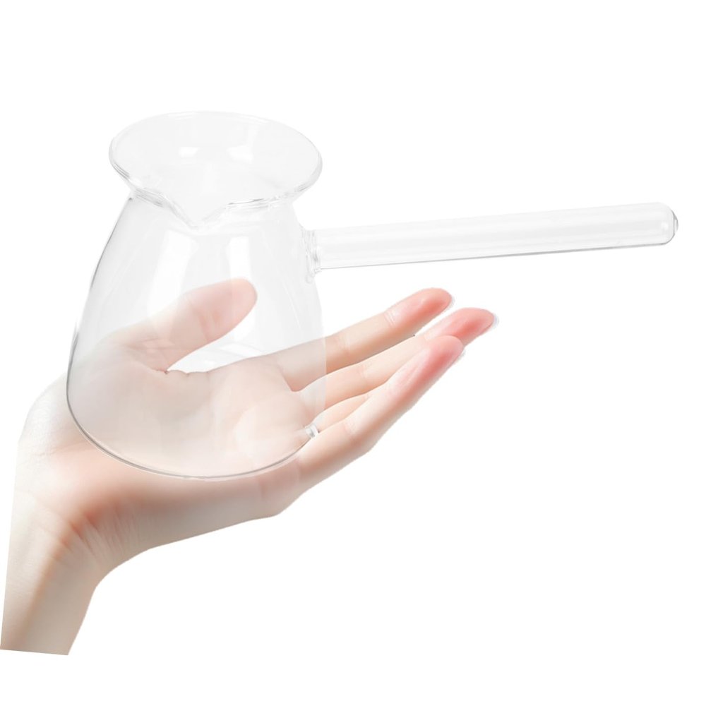1 Pack Espresso Shot Glass with Handle Turkish Coffee Pot Thickened Glass Boiling Pot 15. 2 oz Transparent