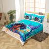 Cute Black Girl Mermaid Comforter Covet Full Size,African Blue Mermaid Princess Duvet Cover with 2 Pillowcases,3 Piece,Ocean Fish Coral Polyester Bedding Set for Boys Teens Bedroom Decor view 3