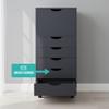 6-Drawer Rolling Cabinet, Black, Smart Storage, Practical Design with 360 Swivel & Lockable Casters, Recessed Handles, Cabinet + 5 Drawers, Durable Engineered Wood for Office, Bedroom, Small Spaces view 3