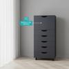 6-Drawer Rolling Cabinet, Black, Smart Storage, Practical Design with 360 Swivel & Lockable Casters, Recessed Handles, Cabinet + 5 Drawers, Durable Engineered Wood for Office, Bedroom, Small Spaces view 4