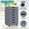 7-Drawer Rolling Chest, Grey,Smart Storage, Made Simple with Lockable Wheels & Smooth Glides, Recessed Handles, Compact Footprint for Bedroom, Office, Small Spaces, Durable Engineered Wood Design view 3