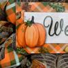 Harvest Pumpkin Argyle Welcome Wreath Handmade Deco Mesh. Available in 24 inch and 28 inch diameters view 2