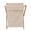 Bamboo Wood X-frame Laundry Hamper with Lid Collapsible Dirty Clothes Laundry Basket Foldable Storage for Household view 1