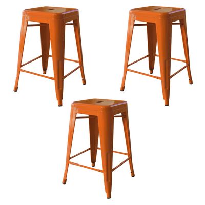 Ameri Home BS24ORNG3 24 in. Loft Orange Metal Bar Stool - 3 Piece