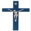 (79-39) 7" BLUE WOOD CRUCIFIX, BOXED view 1