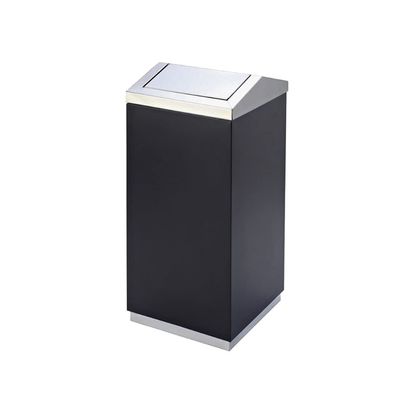 BDPP Trash Can 7.9 Gallon Trash Can Swing Lid Garbage Can Stainless Steel Garbage Bin 11.8"x11.8"x27.7" School Hotel Mall USO Interior y Exterior (Color : A)