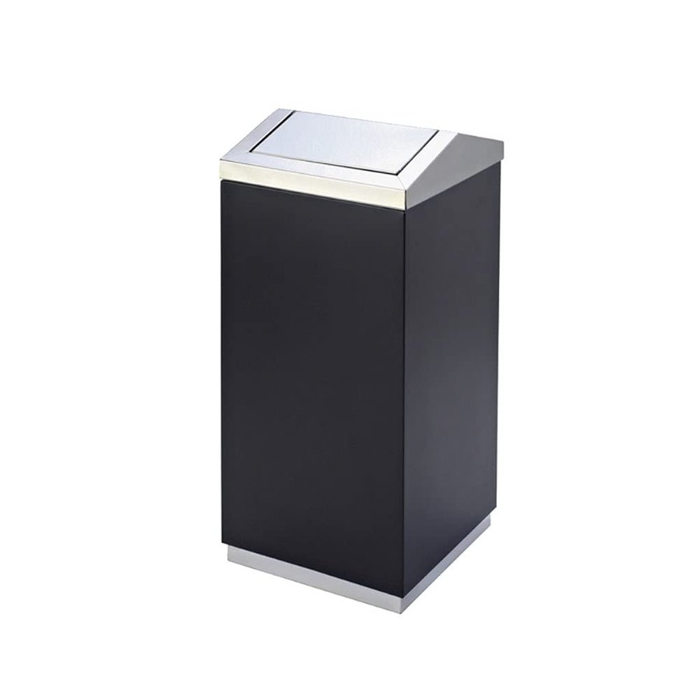 BDPP Trash Can 7.9 Gallon Trash Can Swing Lid Garbage Can Stainless Steel Garbage Bin 11.8"x11.8"x27.7" School Hotel Mall USO Interior y Exterior (Color : A)