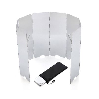 Anti Splatter Shield 8 Plates Folding Outdoor Stove Windscreen, Aluminum Camping Stove Windshield with Carrying Bag, Lightweight Burner Windshield Guard Oil Splatter Screen