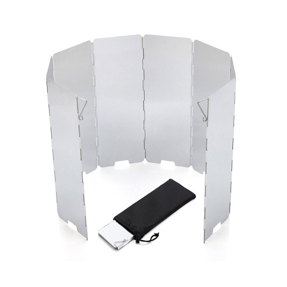 Anti Splatter Shield 8 Plates Folding Outdoor Stove Windscreen, Aluminum Camping Stove Windshield with Carrying Bag, Lightweight Burner Windshield Guard Oil Splatter Screen