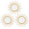 3 Pack Metal Mirrors for Wall Sunburst Wall Mirrors Home Dcor Decorative Hanging Wall Art for Living Room Bedroom Entryway (Gold, Sunburst) view 1