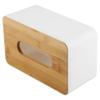 Plastic Tissue Holder, 3-Grid Rectangle Size Tissue Organizer Tissue Box PP Durable in Use for Office for Car(Bamboo Cover Square Large) view 2