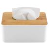 Plastic Tissue Holder, 3-Grid Rectangle Size Tissue Organizer Tissue Box PP Durable in Use for Office for Car(Bamboo Cover Square Large) view 4