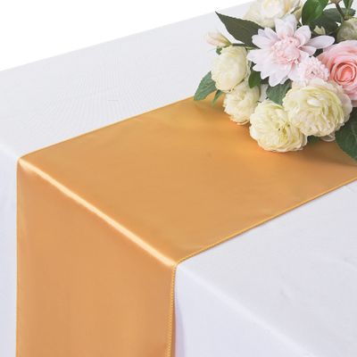 12 Pack Satin Table Runner, 12108 Inch for Party Wedding, Birthday, BanquetsGraduation Engagements, Christmas, Decoration(Gold)
