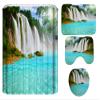 DDS-DUDES 4Pcs Waterfall Forest Waterproof Shower Curtain Sets, Waterproof Shower Curtain Sets for Bathroom with Non Slip Rugs, Toilet Cover and Bath Mat, 12 Plastic Hooks (Waterfall Lake) view 3