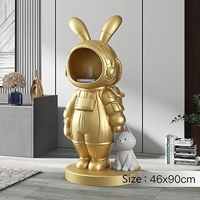 jinyi2016SHOP Furnishing Crafts Home Dector Large Floor Decoration Interior Figurines Rabbit Astronaut Statue Living Room Creative Living Room Sculpture (Color : Golden)