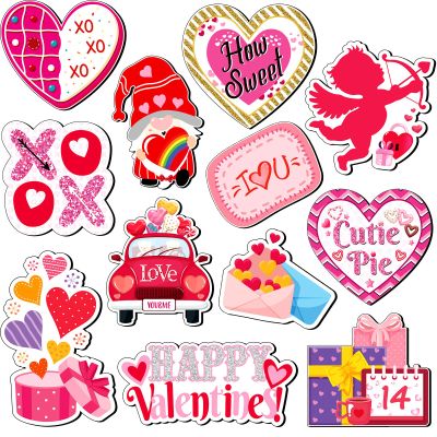 12 Pieces Valentine s Day Refrigerator Magnets Holidays Magnetic Stickers Love Heart Refrigerator Decorative Magnets Cupid Red Lips Locker Dishwasher Stickers