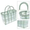 Cabilock Market Shopping Basket Woven Bag: Large Capacity Market Tote with Handle Reusable Grocery Bag Beach Bag for Women Green view 3