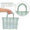 Cabilock Market Shopping Basket Woven Bag: Large Capacity Market Tote with Handle Reusable Grocery Bag Beach Bag for Women Green view 4