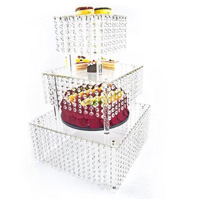 3 Tier Cake Stands Square Crystal Beaded Cupcake Stand Holder Acrylic Cupcake Tower Display Party Dcor 3 Tier Acrylic Display for Pastry for Weddings Birthday Christmas Party