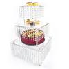 3 Tier Cake Stands Square Crystal Beaded Cupcake Stand Holder Acrylic Cupcake Tower Display Party Dcor 3 Tier Acrylic Display for Pastry for Weddings Birthday Christmas Party view 1