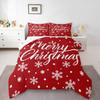 Erosebridal Snowflake Comforter Set, Merry Christmas Down Comforter Full Size for Kids Girls Women Room Decor, Xmas Bedding Set Cartoon White Dots Duvet Sets with 2 Pillowcases, Red White view 1