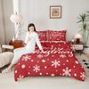 Erosebridal Snowflake Comforter Set, Merry Christmas Down Comforter Full Size for Kids Girls Women Room Decor, Xmas Bedding Set Cartoon White Dots Duvet Sets with 2 Pillowcases, Red White view 2