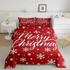 Erosebridal Snowflake Comforter Set, Merry Christmas Down Comforter Full Size for Kids Girls Women Room Decor, Xmas Bedding Set Cartoon White Dots Duvet Sets with 2 Pillowcases, Red White view 3