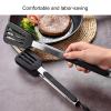 Barbecue Clamp, Stainless Steel Food Clamp With Lock Of The End, Silicone Cover Handle Heat Proof For Serving Dishes Cooking Grilling Baking(12 in black) view 2
