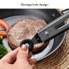 Barbecue Clamp, Stainless Steel Food Clamp With Lock Of The End, Silicone Cover Handle Heat Proof For Serving Dishes Cooking Grilling Baking(12 in black) view 4