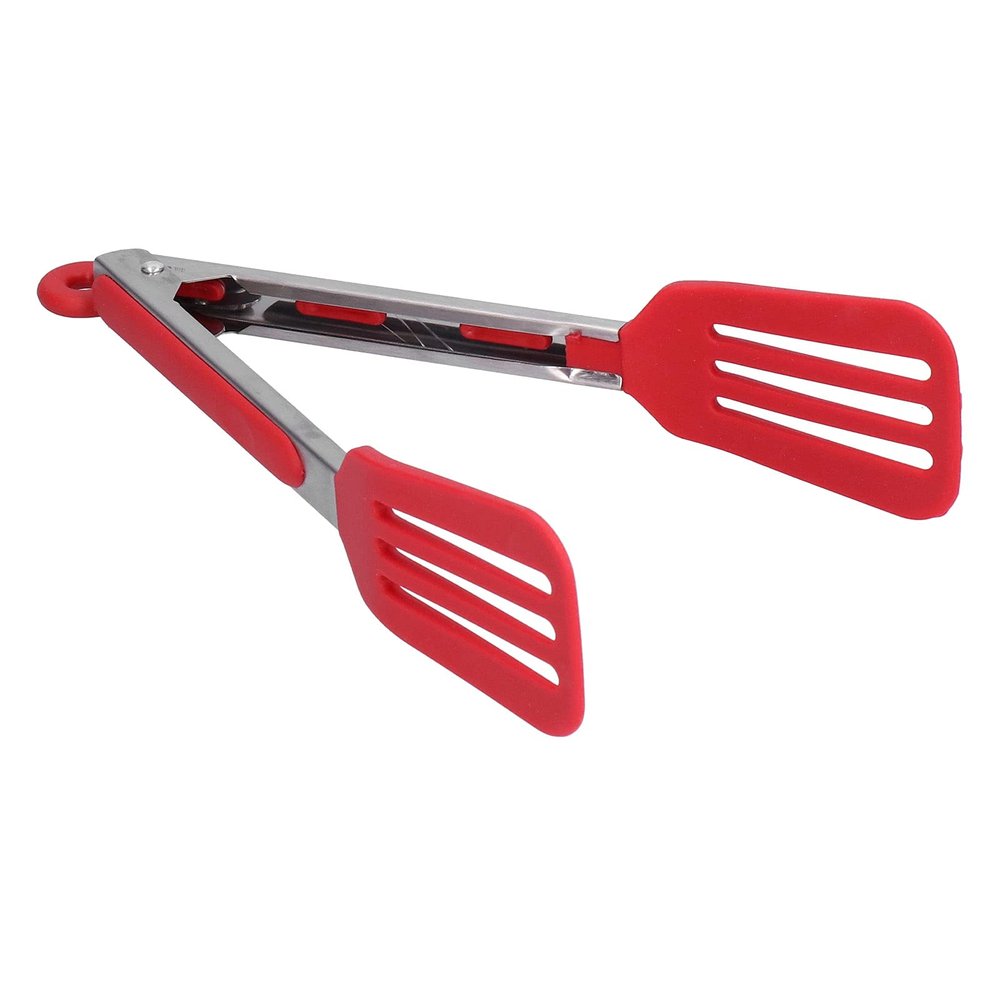 Barbecue Clamp, Stainless Steel Food Clamp With Lock Of The End, Silicone Cover Handle Heat Proof For Serving Dishes Cooking Grilling Baking(12 in red)