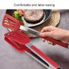 Barbecue Clamp, Stainless Steel Food Clamp With Lock Of The End, Silicone Cover Handle Heat Proof For Serving Dishes Cooking Grilling Baking(12 in red) view 2