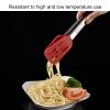 Barbecue Clamp, Stainless Steel Food Clamp With Lock Of The End, Silicone Cover Handle Heat Proof For Serving Dishes Cooking Grilling Baking(12 in red) view 3