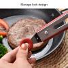 Barbecue Clamp, Stainless Steel Food Clamp With Lock Of The End, Silicone Cover Handle Heat Proof For Serving Dishes Cooking Grilling Baking(12 in red) view 4