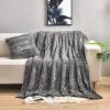 YUSOKI Luxury Faux Fur Throw Blanket(Without Pillows) 2 Layers,3lb,All Ages,Home Decoration, (Grey,50" x 63") view 1