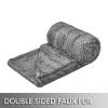 YUSOKI Luxury Faux Fur Throw Blanket(Without Pillows) 2 Layers,3lb,All Ages,Home Decoration, (Grey,50" x 63") view 2