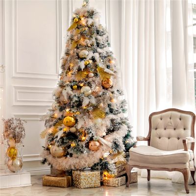 WZFANJIJ Artificial Christmas Tree Hinged Full Natural Spruce PVC Fir Tree 7.5ft Foldable Metal Stand Unlit Green