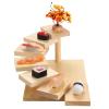 AIZYR 7 Steps Shape Sushi Bridge Boat Serving Tray, Wooden Sushi Sashimi Plates Platter Japanese Style Sushi Tableware Decoration Ornament view 1
