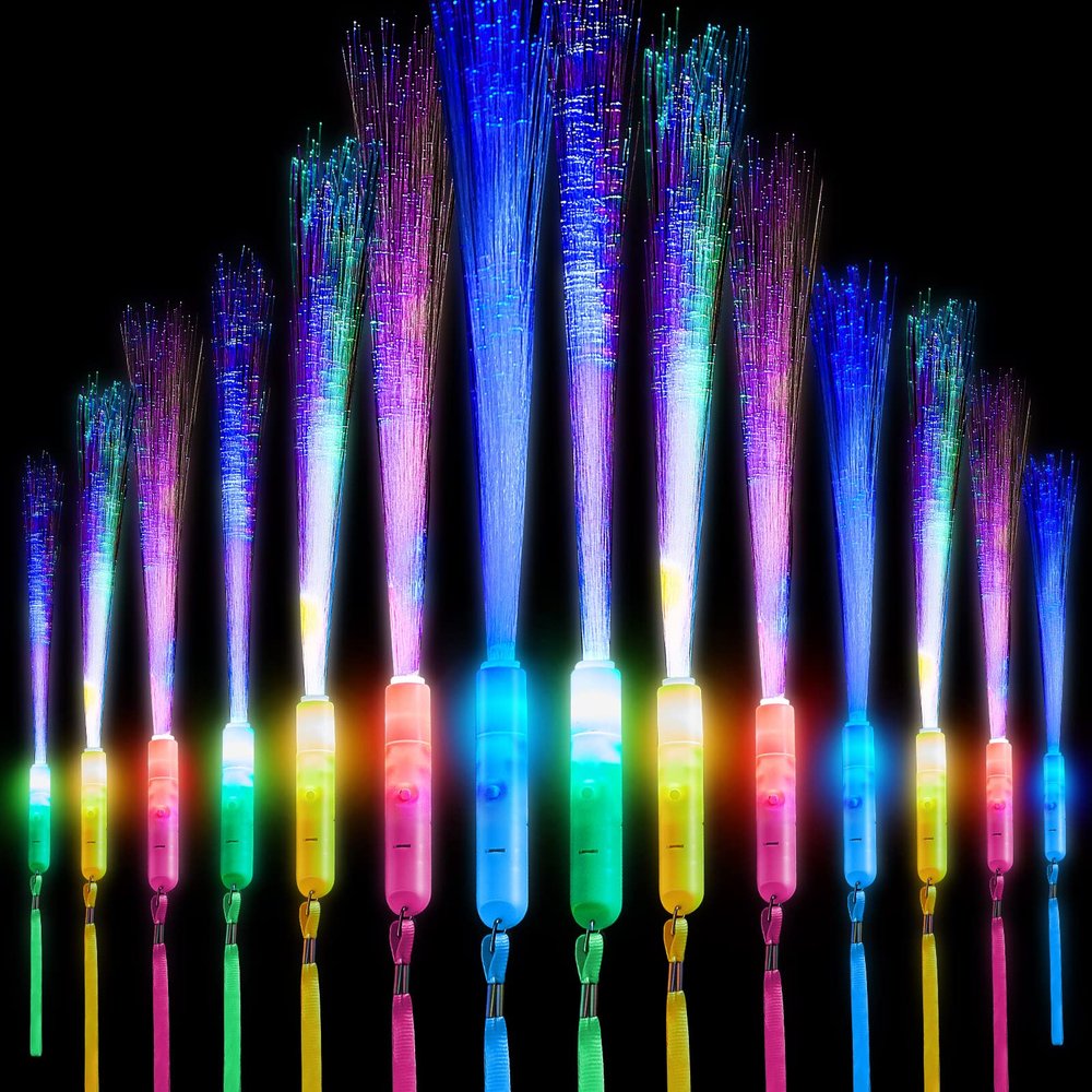 Lewtemi 60 Pack Glow Sticks Bulk Fiber Optic Wand Light Up Wands LED with 3 Flashing Models Included Batteries for Wedding Birthday 2026 Graduation 4th of July Party Favors Supplies(Novel Colors)