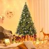 GBHJJ 7.4 ft Snow Flocked Artificial Christmas Tree with 65 Pine Cones, 1300 Tips, Metal Stand and Hinged Branches, with Metal Stand, Easy Assembly, for Indoor and Outdoor Use view 2