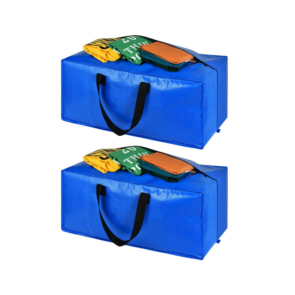 Heavy Duty Blue Moving Bags with Strong Zipper Handles Backpack Straps