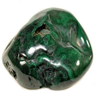 3.3" 510g Polished Green Malachite Freefrom Botryoidal Natural Gemstone Crystal Mineral Specimen - Congo + One Polished Clear Quartz Cabochon