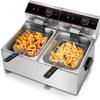 Simoe Commercial Deep Fryer with 2 * 6L Baskets, 13.4QT Electric Deep Fryers, Countertop Stainless Steel Fryer with Removable Tanks, Temperature Controller and Lids for Home, Restaurant, Kitchen view 1
