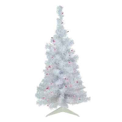 3' Pre-lit Rockport White Pine Artificial Christmas Tree Purple Lights