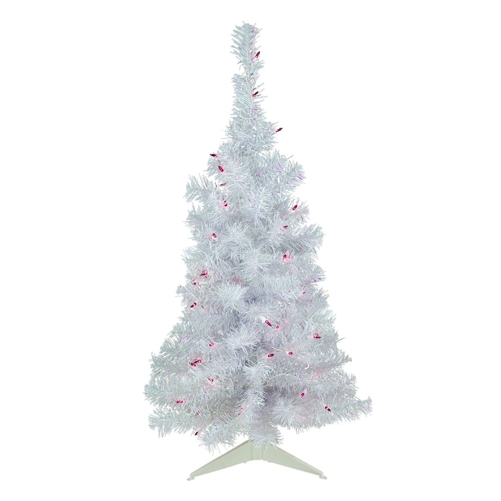 3' Pre-lit Rockport White Pine Artificial Christmas Tree Purple Lights