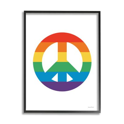 Rainbow Striped Peace Sign Retro Pride Symbol Happiness