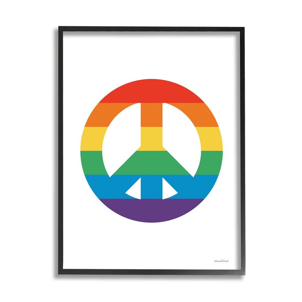 Rainbow Striped Peace Sign Retro Pride Symbol Happiness