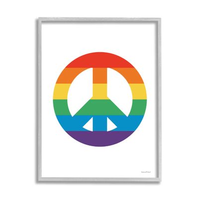 Stupell Industries Rainbow Striped Peace Sign Retro Pride Symbol Happiness