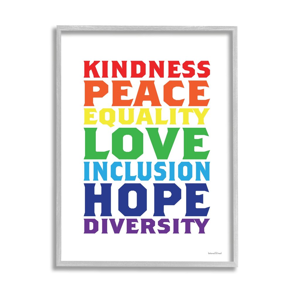 Stupell Industries Kindness Peace Equality Phrases Rainbow Inclusive Terms