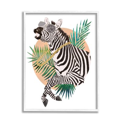 Stupell Industries Funny Funky Zebra Safari Animal Gold Chain Shades